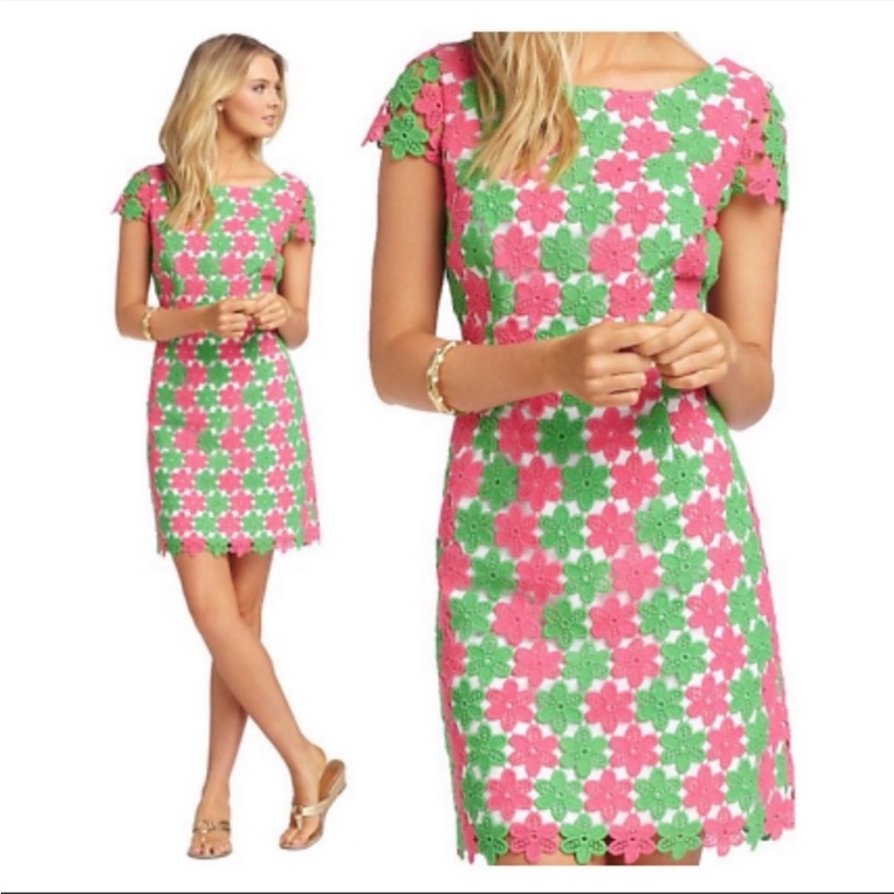Lilly Pulitzer two tone truly petal lace Barbara dress size 00